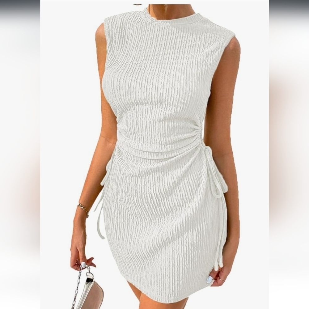 Elegant White Sleeveless Dress With Side Cut Outs NWOT